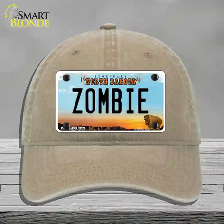 Zombie North Dakota Novelty License Plate Hat Unconstructed Cotton / Khaki