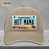 Hot Mama North Dakota Novelty License Plate Hat Unconstructed Cotton / Khaki