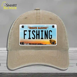 Fishing North Dakota Novelty License Plate Hat Unconstructed Cotton / Khaki