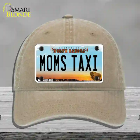 Moms Taxi North Dakota Novelty License Plate Hat Unconstructed Cotton / Khaki