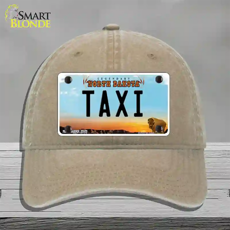 Taxi North Dakota Novelty License Plate Hat Unconstructed Cotton / Khaki