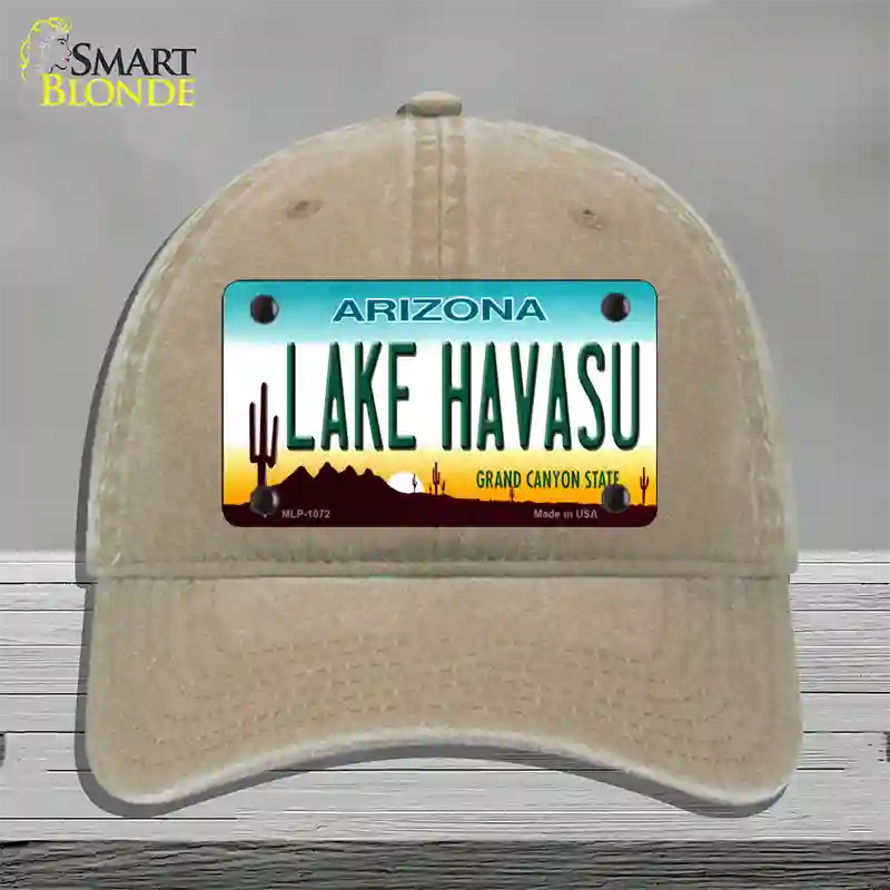 Lake Havasu Arizona Novelty License Plate Hat Unconstructed Cotton / Khaki