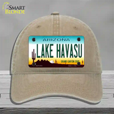 Lake Havasu Arizona Novelty License Plate Hat Unconstructed Cotton / Khaki