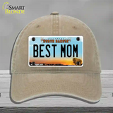 Best Mom North Dakota Novelty License Plate Hat Unconstructed Cotton / Khaki