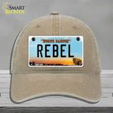 Rebel North Dakota Novelty License Plate Hat Unconstructed Cotton / Khaki