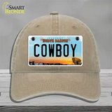 Cowboy North Dakota Novelty License Plate Hat Unconstructed Cotton / Khaki