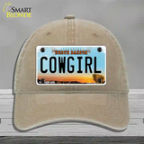 Cowgirl North Dakota Novelty License Plate Hat Unconstructed Cotton / Khaki