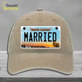 Married North Dakota Novelty License Plate Hat Unconstructed Cotton / Khaki