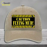 Caution Flying Mud Novelty License Plate Hat Unconstructed Cotton / Khaki