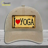 I Heart Yoga Novelty License Plate Hat Unconstructed Cotton / Khaki