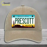 Prescott Arizona Novelty License Plate Hat Unconstructed Cotton / Khaki