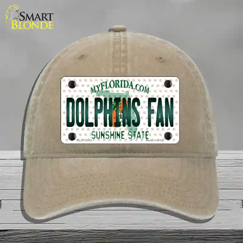 Dolphins Fan Florida Novelty License Plate Hat Unconstructed Cotton / Khaki