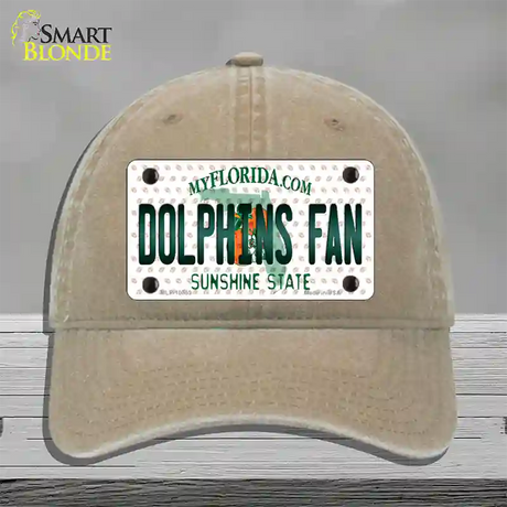 Dolphins Fan Florida Novelty License Plate Hat Unconstructed Cotton / Khaki