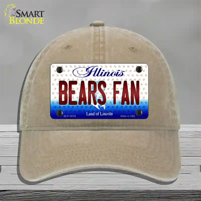 Bears Fan Illinois Novelty License Plate Hat Unconstructed Cotton / Khaki