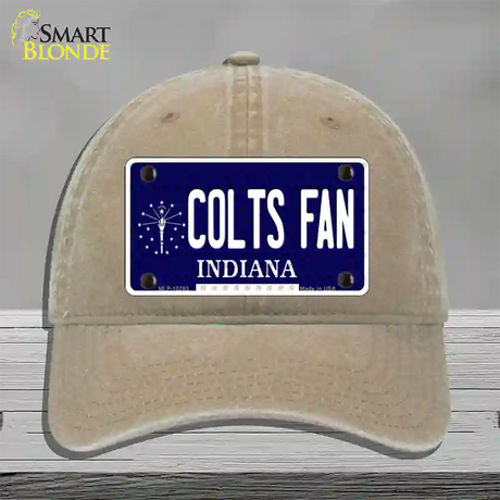 Colts Fan Indiana Novelty License Plate Hat Unconstructed Cotton / Khaki