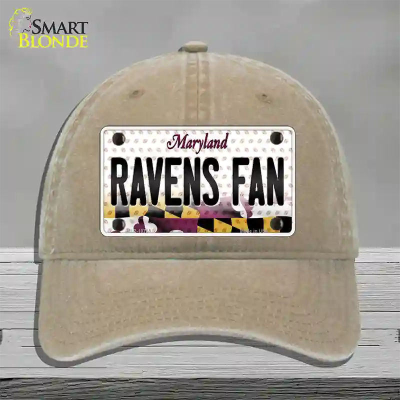 Ravens Fan Maryland Novelty License Plate Hat Unconstructed Cotton / Khaki