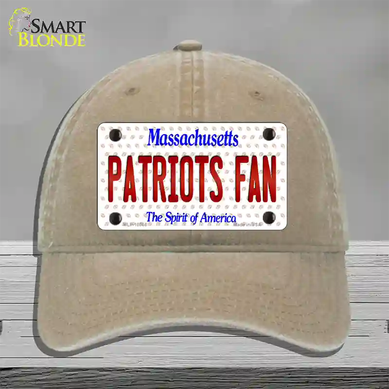 Patriots Fan Massachusetts Novelty License Plate Hat Unconstructed Cotton / Khaki