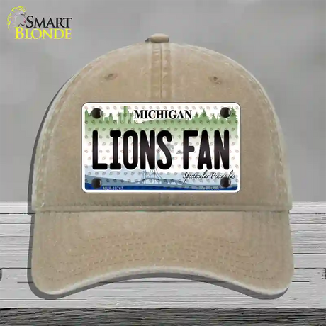 Lions Fan Michigan Novelty License Plate Hat Unconstructed Cotton / Khaki