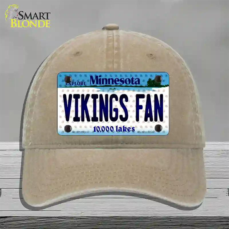 Vikings Fan Minnesota Novelty License Plate Hat Unconstructed Cotton / Khaki