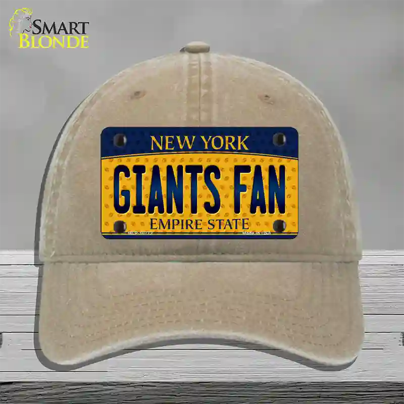 Giants Fan New York Novelty License Plate Hat Unconstructed Cotton / Khaki