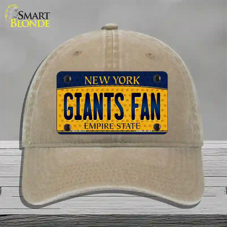 Giants Fan New York Novelty License Plate Hat Unconstructed Cotton / Khaki