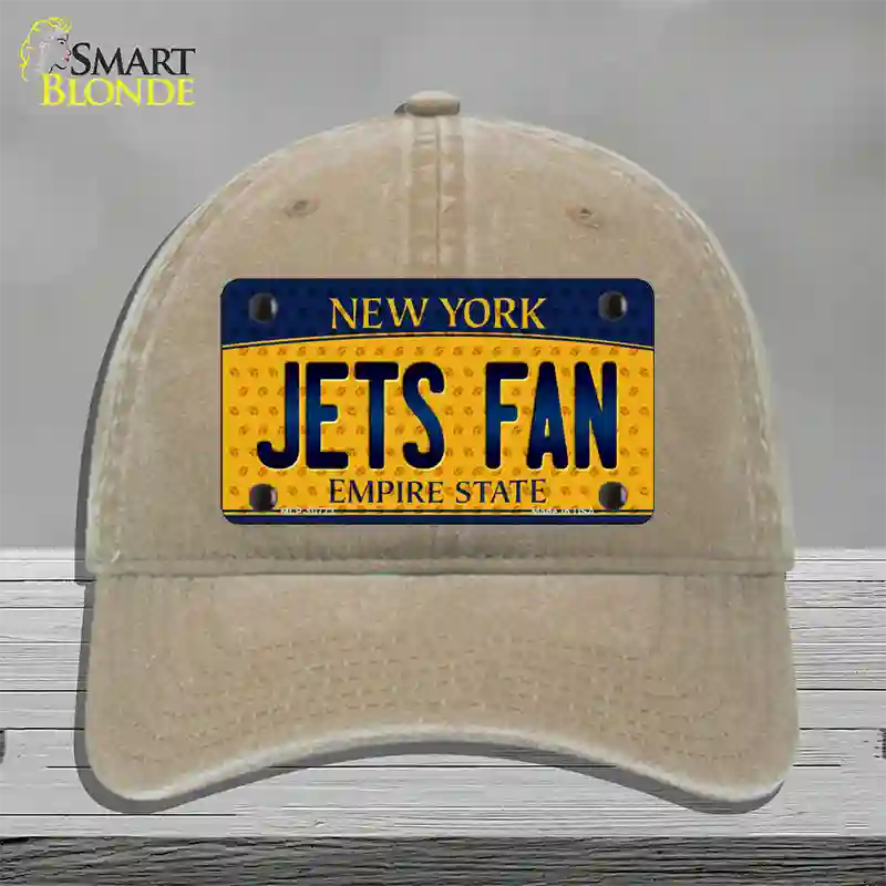 Jets Fan New York Novelty License Plate Hat Unconstructed Cotton / Khaki