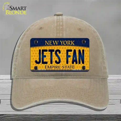 Jets Fan New York Novelty License Plate Hat Unconstructed Cotton / Khaki