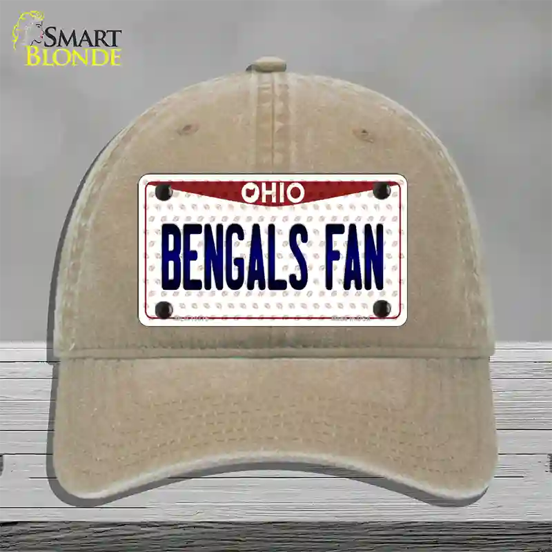 Bengals Fan Ohio Novelty License Plate Hat Unconstructed Cotton / Khaki