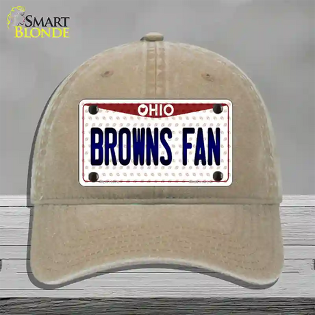 Browns Fan Ohio Novelty License Plate Hat Unconstructed Cotton / Khaki