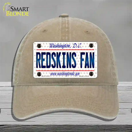 Redskins Fan Washington DC Novelty License Plate Hat Unconstructed Cotton / Khaki