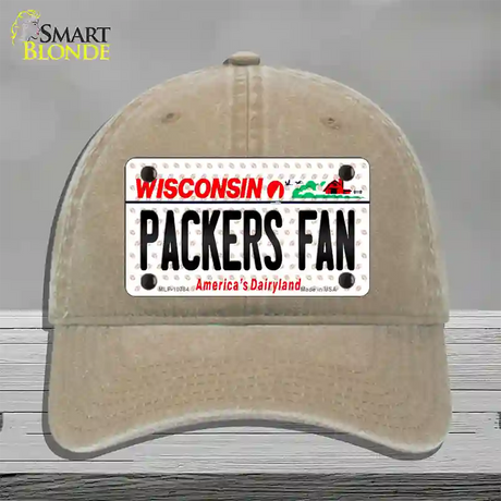 Packers Fan Wisconsin Novelty License Plate Hat Unconstructed Cotton / Khaki