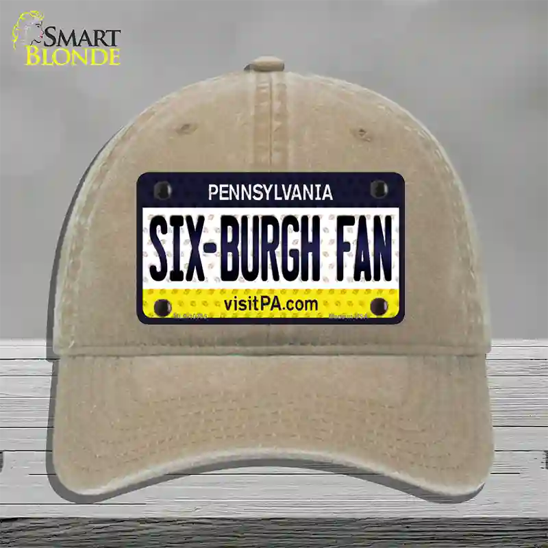 Six Burgh Fan Pennsylvania Novelty License Plate Hat Unconstructed Cotton / Khaki