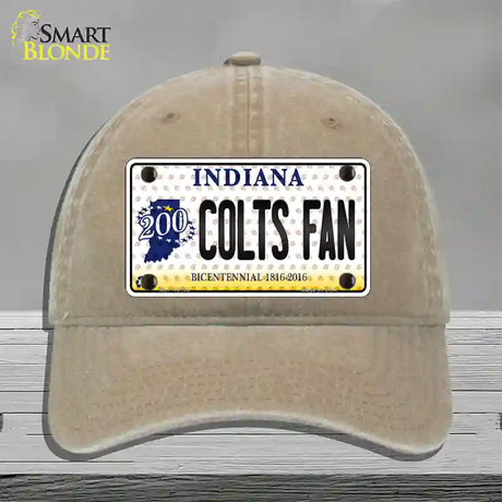 Colts Fan Bicentennial Indiana Novelty License Plate Hat Unconstructed Cotton / Khaki