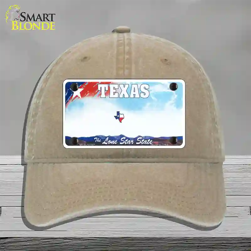 Texas New State Novelty License Plate Hat Unconstructed Cotton / Khaki