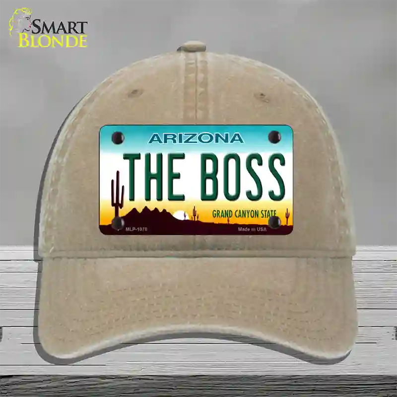 The Boss Arizona Novelty License Plate Hat Unconstructed Cotton / Khaki