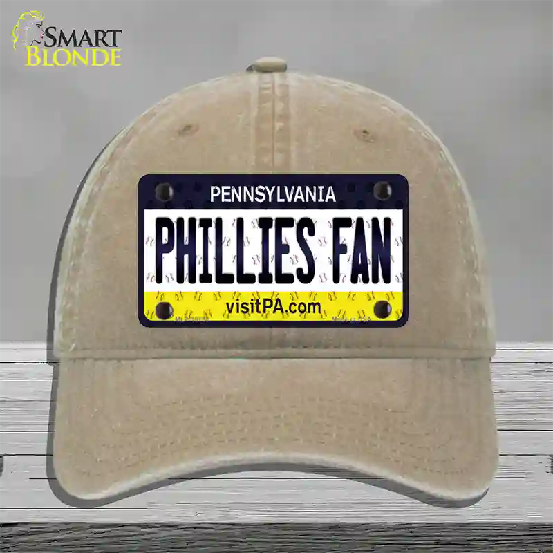 Phillies Fan Pennsylvania Novelty License Plate Hat Unconstructed Cotton / Khaki