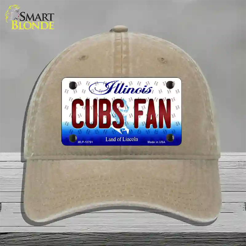 Cubs Fan Illinois Novelty License Plate Hat Unconstructed Cotton / Khaki