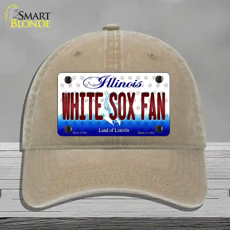 White Sox Fan Illinois Novelty License Plate Hat Unconstructed Cotton / Khaki