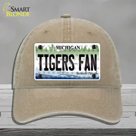 Tigers Fan Michigan Novelty License Plate Hat Unconstructed Cotton / Khaki