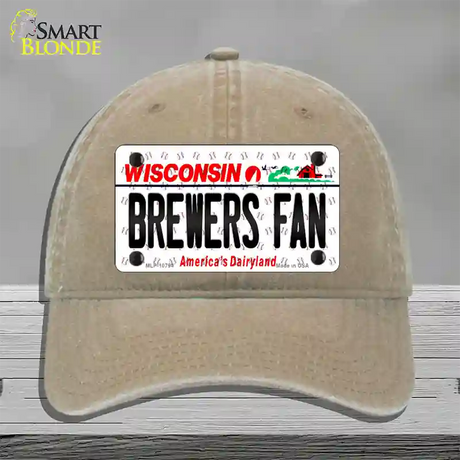 Brewers Fan Wisconsin Novelty License Plate Hat Unconstructed Cotton / Khaki