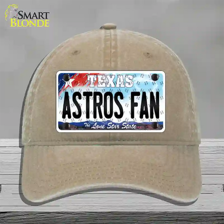 Astros Fan Texas Novelty License Plate Hat Unconstructed Cotton / Khaki