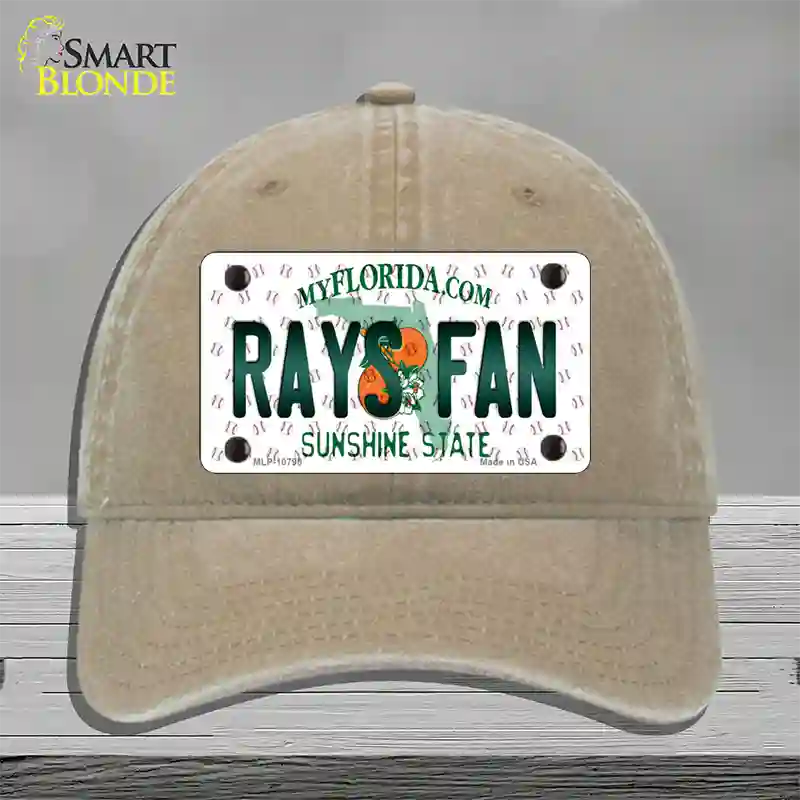 Rays Fan Florida Novelty License Plate Hat Unconstructed Cotton / Khaki