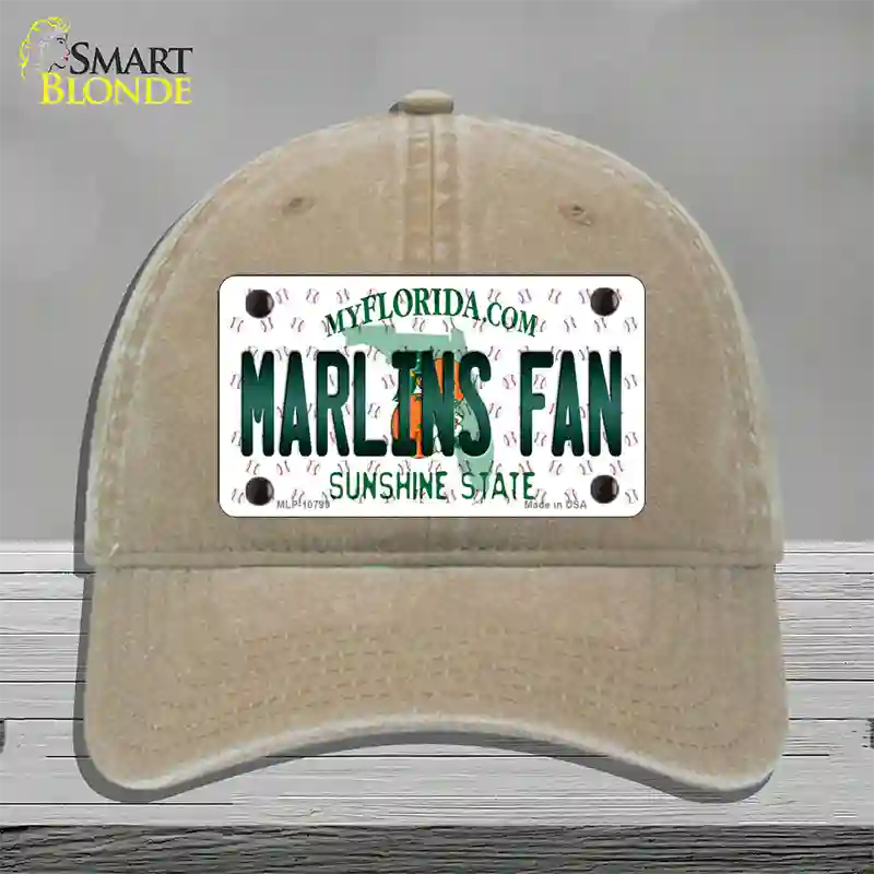 Marlins Fan Florida Novelty License Plate Hat Unconstructed Cotton / Khaki