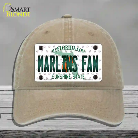 Marlins Fan Florida Novelty License Plate Hat Unconstructed Cotton / Khaki