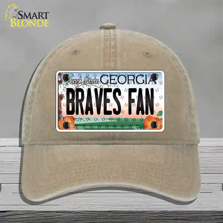 Braves Fan Georgia Novelty License Plate Hat Unconstructed Cotton / Khaki