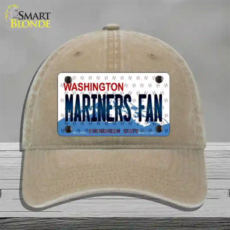 Mariners Fan Washington Novelty License Plate Hat Unconstructed Cotton / Khaki