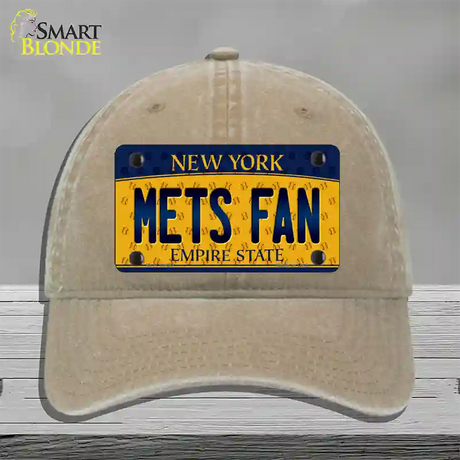 Mets Fan New York Novelty License Plate Hat Unconstructed Cotton / Khaki