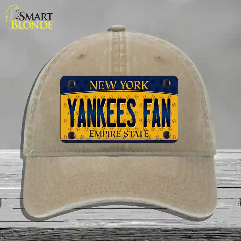 Yankees Fan New York Novelty License Plate Hat Unconstructed Cotton / Khaki