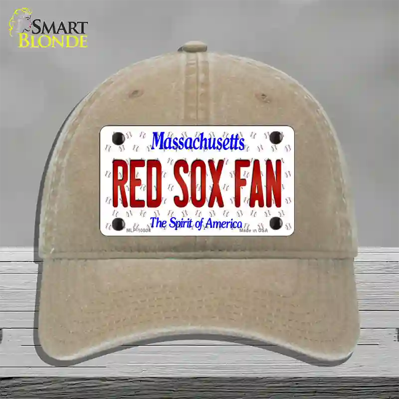 Red Sox Fan Massachusetts Novelty License Plate Hat Unconstructed Cotton / Khaki