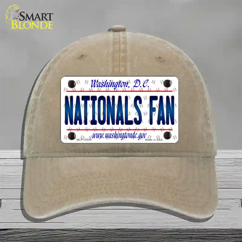 Nationals Fan Washington DC Novelty License Plate Hat Unconstructed Cotton / Khaki